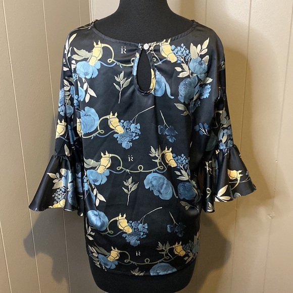 Ronner Women’s Design Cielo Blouse Jardin Floral 2/3 Bell Sleeves Back Button - Picture 7 of 9